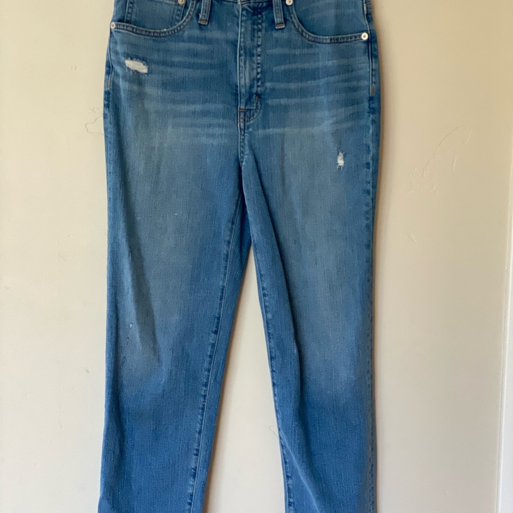 Madewell Classic Medium Wash Straight Leg Jeans with light distressing